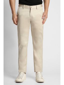 Peter England - Men Beige Solid Slim Fit Casual Trousers