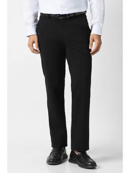 Van Heusen - Men Black Solid Trousers