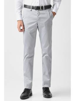 Van Heusen - Men Grey Solid Trousers