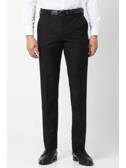 Van Heusen - Men Black Solid Trousers