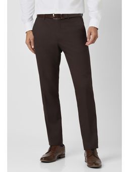 Van Heusen - Men Brown Solid Trousers