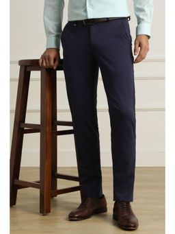 Van Heusen - Men Navy Blue Solid Trousers