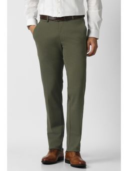 Van Heusen - Men Olive Solid Trousers