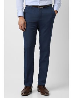 Van Heusen - Men Navy Blue Textured Trousers