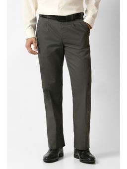 Van Heusen - Men Grey Solid Trousers
