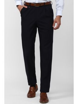 Van Heusen - Men Navy Blue Solid Trousers