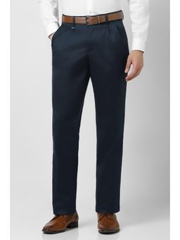 Van Heusen - Men Navy Blue Solid Trousers