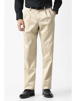 Van Heusen - Men Beige Solid Trousers
