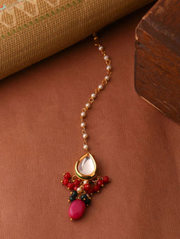 Shoshaa - Pink Gold-Plated Handcrafted Maang Tikka