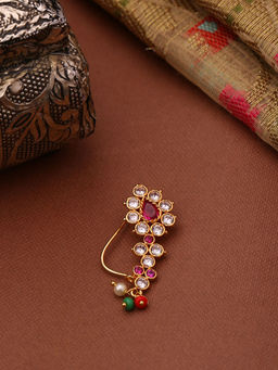 Shoshaa - Pink Gold-Plated Beaded Brass Nosepin