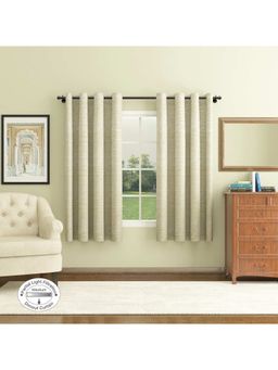 HomeTown - Amour Solid Jacquard Dim Out Curtains 5 Feet In Olive Colour (Set of 2)