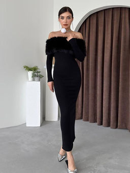 Miakee - Onyx Fur Maxi Dress