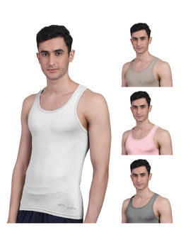 FREECULTR - Men's Twin Skin Bamboo Anti Microbial Breathtech Cotton Vest, Pack of 4