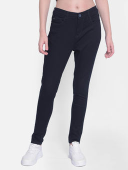 CRIMSOUNE CLUB - Womens Navy Blue Mid Waist Jeans