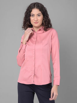 CRIMSOUNE CLUB - Womens Solid Plain Pink Shirt