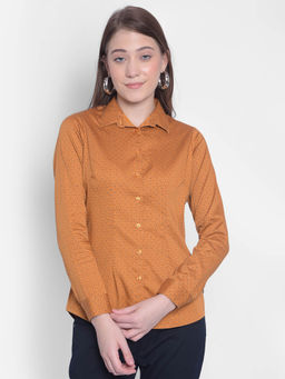 CRIMSOUNE CLUB - Womens Mustard Color Printed Shirt
