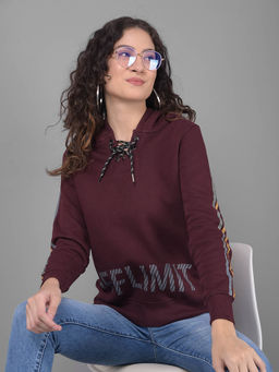 CRIMSOUNE CLUB - Womens Wine Printed Sweatshirt with Hood