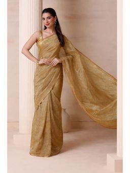 HANDME - Regal Radiance Golden Aura Saree with Unstitched Blouse