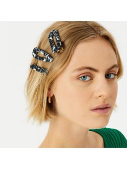 Accessorize London - Women's Black Mono Marble Mixed Shape Hair Clips (Pack of 3)