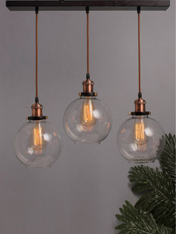 Homesake - Linear Chandelier Glass Globe Light Copper