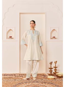 Sheetal Batra - Ivory with Blue Kurta with Salwar and Light Dupatta