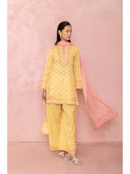 LABEL NAARITI - Rina Yellow Kurta with Palazzo and Dupatta