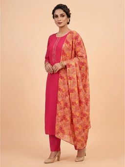 SAKSHI- The Wedding Store - Womens Pink Kurta with Pant and Dupatta