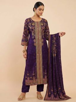 SAKSHI- The Wedding Store - Purple Pakistani Kurta with Pant and Dupatta