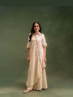 GRASS & SUNSHINE - Women Ivory Moonstone Kurta with Palazzo