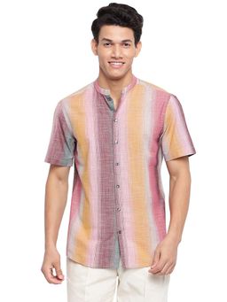 Fabindia - Cotton Slim Fit Tie And Dye Multi-color Casual Shirt