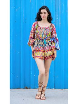 CINCIN Fashion - Multicolour Colour Pop Embroidered Playsuit
