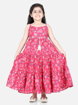 AWW HUNNIE - Jaipuri Floral Print Cotton Dress Pink