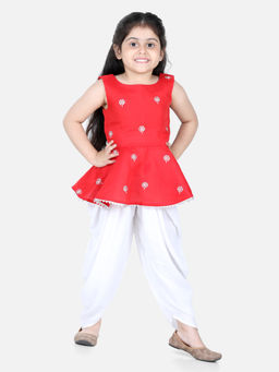 AWW HUNNIE - Red Kurti with Dhoti Red & White (Set of 2)