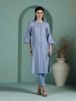 Shree - Cotton Blue Yarn Dyed Kurta