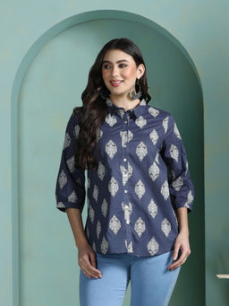 Shree - Cotton Charcoal Printed Tunic