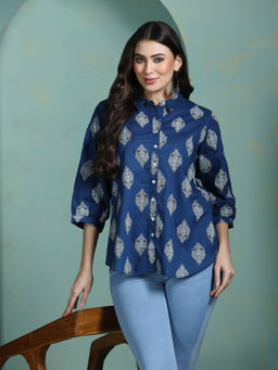 Shree - Cotton Blue Printed Tunic