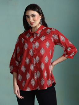 Shree - Cotton Red Printed Tunic