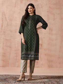Shree - Liva Green Ethnic Print Kurta