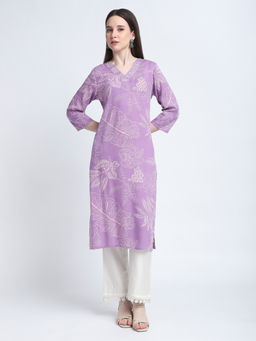 R&B - Lavender Floral Print Regular Kurta