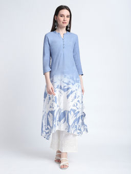 R&B - Blue Printed Regular Kurta