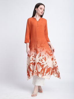 R&B - Rust Printed Regular Kurta