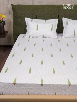 Urban Space - Serene 200 TC Cotton Bedsheets For King Fitted Bed Pinewood