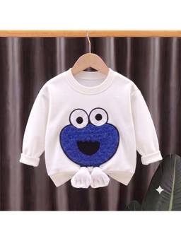 Googo Gaaga - White Kids Embroidered Patch Monster 3D Sweatshirt
