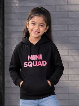 KiddoPanti - Black Fleece Full Sleeves Hooded Neck Printed Hoodie