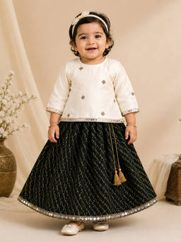 BAATCHEET - White Cotton Round Neck Embroidered Lehenga With Choli