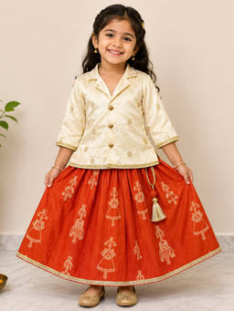 BAATCHEET - White Cotton Collar Neck Embellished Lehenga With Choli