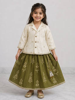 BAATCHEET - White Cotton Collar Neck Embellished Lehenga With Choli