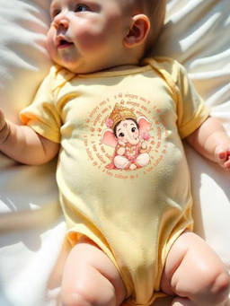 KNITROOT - Yellow Ganesh Chaturthi Theme Shree Ganeshay Namah Bodysuit