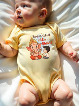 KNITROOT - Yellow Ganesh Chaturthi Theme Bappa's Cutest Little Bhakt! Bodysuit