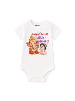 KNITROOT - White Ganesh Chaturthi Theme Bappa's Cutest Little Bhakt! Bodysuit